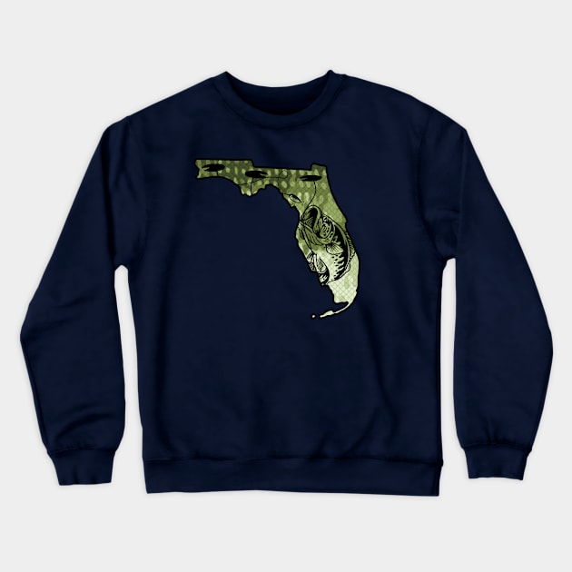 Big Bass Fishing Florida State Largemouth Bass Fisherman Bass Boat Favorite Crewneck Sweatshirt by TeeCreations